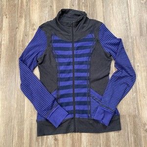 PrAna Womens Blue Long Sleeve Full ZIp Jacket Size Small Hemp Organic Cotton